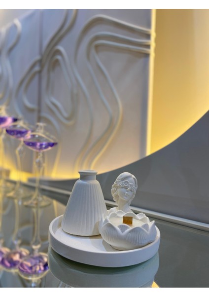 Taş Tozu Vazo Lotus Mumluk Dekorasyon/aksesuar Seti fiyatları