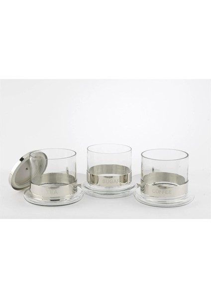 3lü Çay Kahve Şeker Metalli Cam Kavanoz St 14X14CM fiyatları