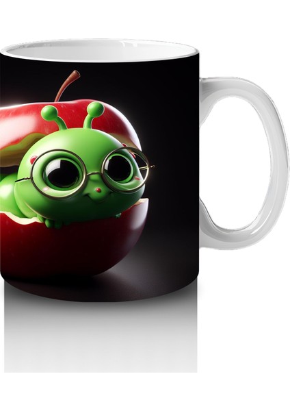 Çocuklara Sütü Sevdiren Elma Içindeki Neşeli Solucan Kupa Bardak fırsatları