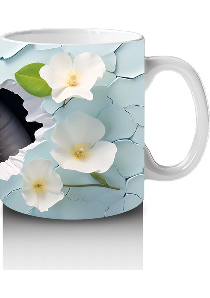 Beyaz Çiçekler Arasında Tatlı Su Aygırı - Baskılı Kahve Kupası fırsatları