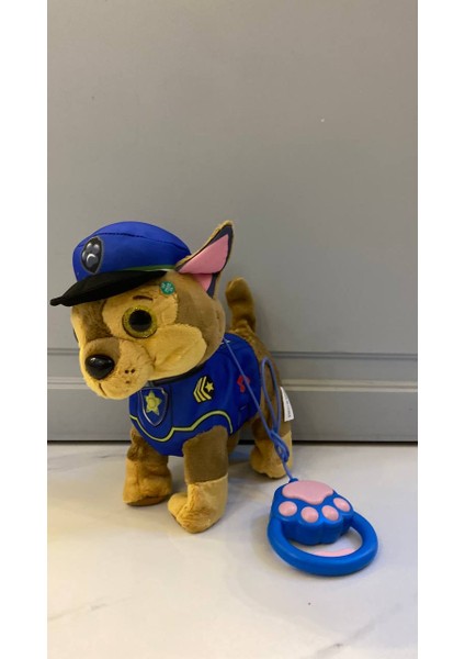 Paw Patrol Sesli Şarkılı Pilli Kumandalı Tasmalı Yürüyen Havlayan Ses Kaydı Yapan Peluş Köpek