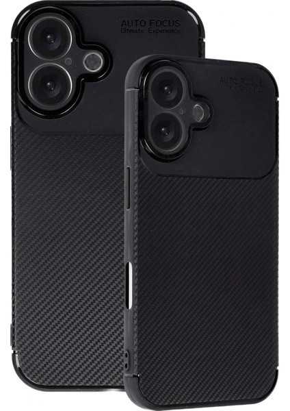 iPhone 16 Plus Kılıf Auto Focus Karbon Kapak - Siyah modelleri