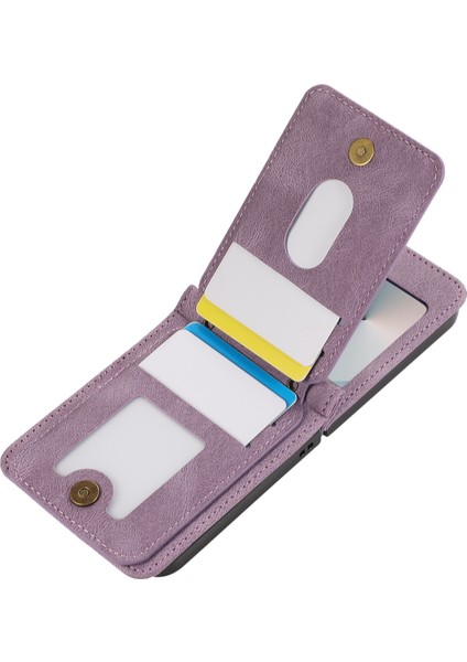 Samsung Galaxy Z Flip7 5g Kart Tutucu Kickstand Deri + Tpu Telefon Kılıfı ve Omuz Askısı (Yurt Dışından) modelleri