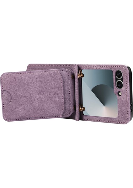 Samsung Galaxy Z Flip7 5g Kart Tutucu Kickstand Deri + Tpu Telefon Kılıfı ve Omuz Askısı (Yurt Dışından) fırsatları