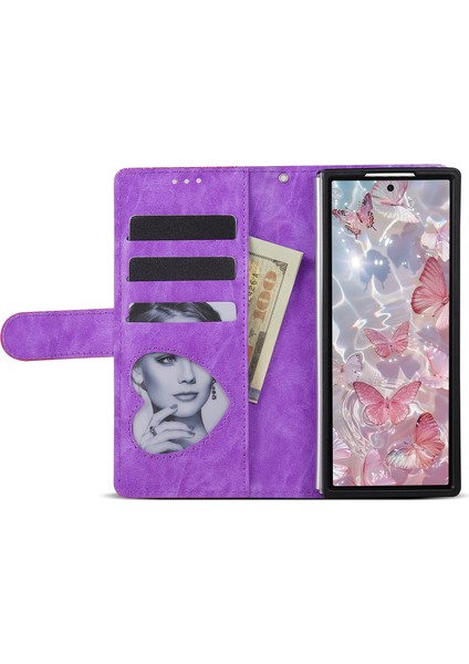 Samsung Galaxy Z Fold7 5g Pu + Pc Stand Kılıf Simli Telefon Deri Kılıf Fermuarlı Cep Askılı (Yurt Dışından) fiyatları