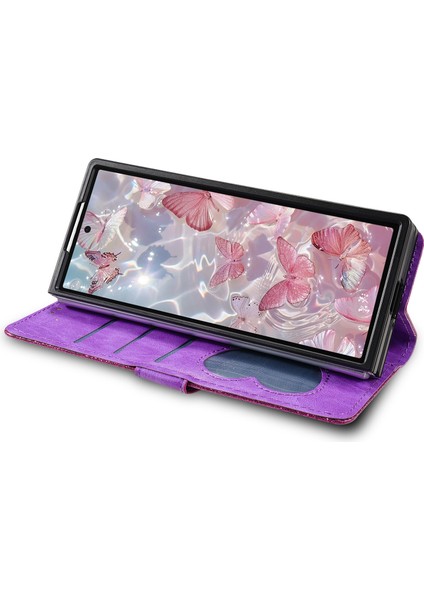 Samsung Galaxy Z Fold7 5g Pu + Pc Stand Kılıf Simli Telefon Deri Kılıf Fermuarlı Cep Askılı (Yurt Dışından) modelleri