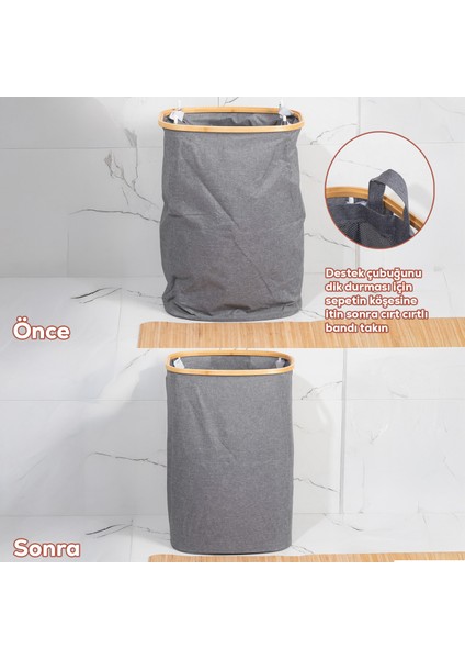 MIO-101 Bambu Banyo Kirli Çamaşır Sepeti Banyo Düzenleyici Sepet 44X66 cm fiyatları