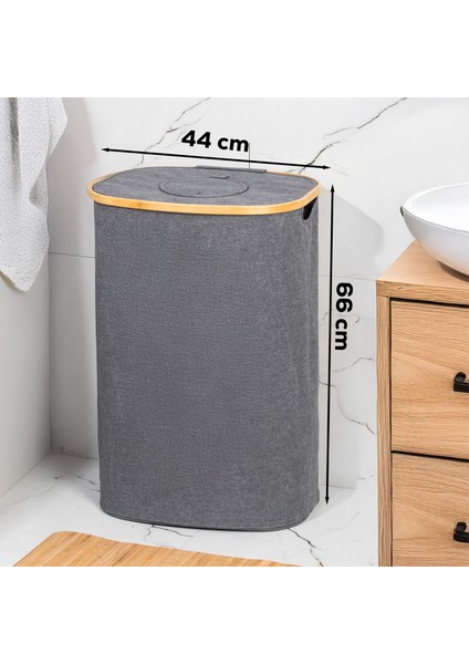 MIO-101 Bambu Banyo Kirli Çamaşır Sepeti Banyo Düzenleyici Sepet 44X66 cm modelleri
