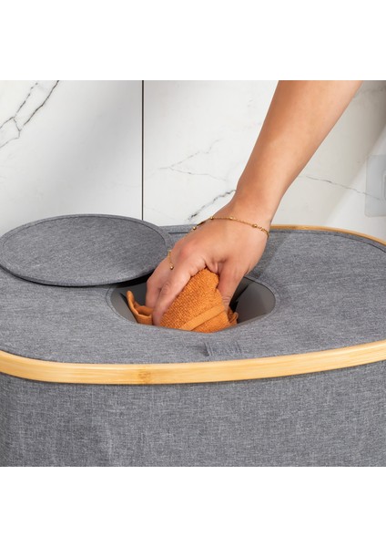 MIO-101 Bambu Banyo Kirli Çamaşır Sepeti Banyo Düzenleyici Sepet 44X66 cm fırsatları