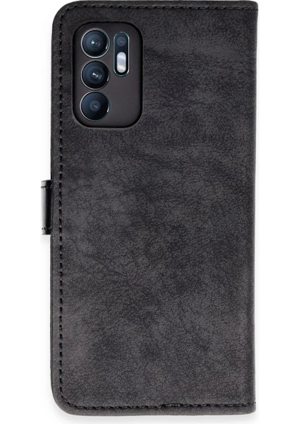 Oppo Reno 6 Kılıf Trend S Plus Kapaklı Kılıf - Siyah