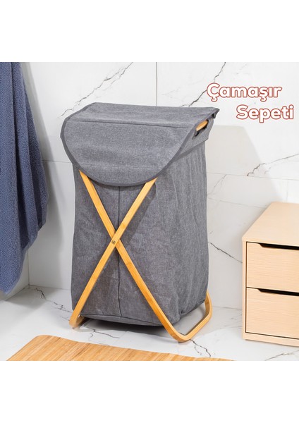 MIO-100 Bambu Banyo Kirli Çamaşır Sepeti Banyo Düzenleyici Sepet 40,5X65,5 cm fiyatları