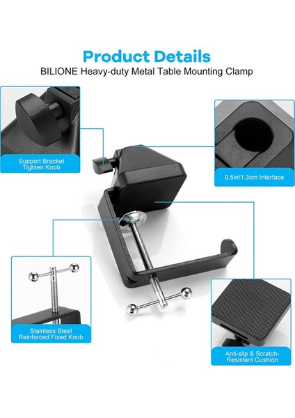 Ağır Hizmet Masa Montaj Kelepçesi, Mikrofon Süspansiyon Bom Kolu Standı Için Kulaklık Kanca Askısı ile C Montaj Kelepçesi Tutucu (Yurt Dışından) modelleri