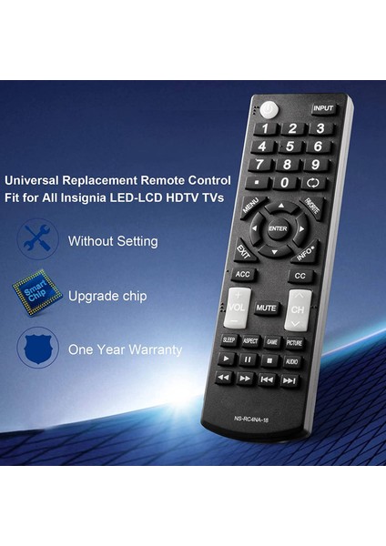 Tüm Insignia Led-Lcd Hdtv Tv'lere Uygun Evrensel Uzaktan Kumanda Yedek Parçası NS-RC4NA-18 NS-32D311NA17 (Yurt Dışından) fırsatları