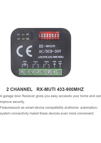 Evrensel Garaj Kapısı Uzaktan Kumanda Alıcısı 2ch Denetleyici Anahtarı Verici Rx Çok Frekanslı 433-900MHZ Siyah (Yurt Dışından) modelleri