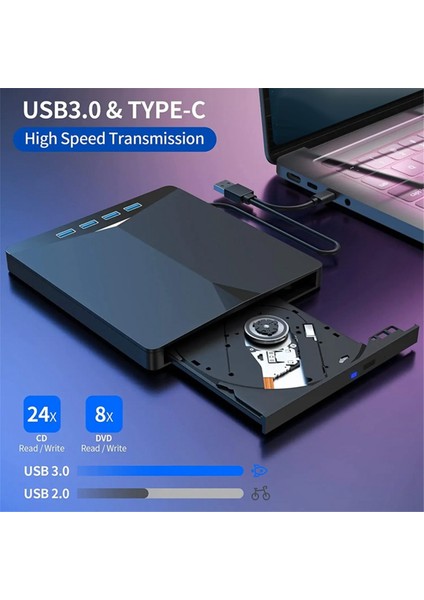 USB 3.0 Type-C Harici DVD Rw CD Sürücüsü Yazıcı Okuyucu Oynatıcı Harici Optik Sürücü Pc Dizüstü Masaüstü Bilgisayar Için (Yurt Dışından) fiyatları