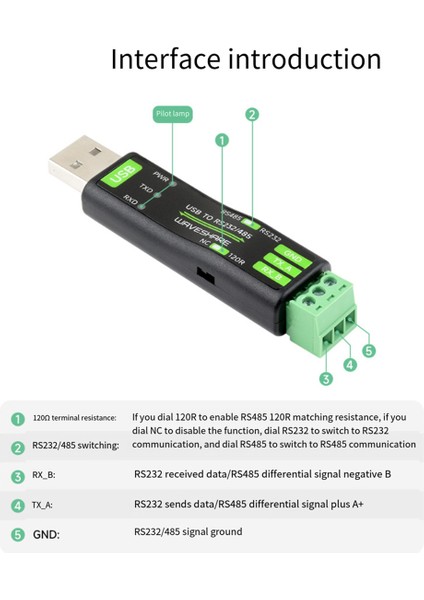 Waveshare Usb'den RS232/485 Seri Iletişim Dönüştürücü FT232RNL Mac Linux Android Win 11/10/8.1/8/7 (Yurt Dışından)