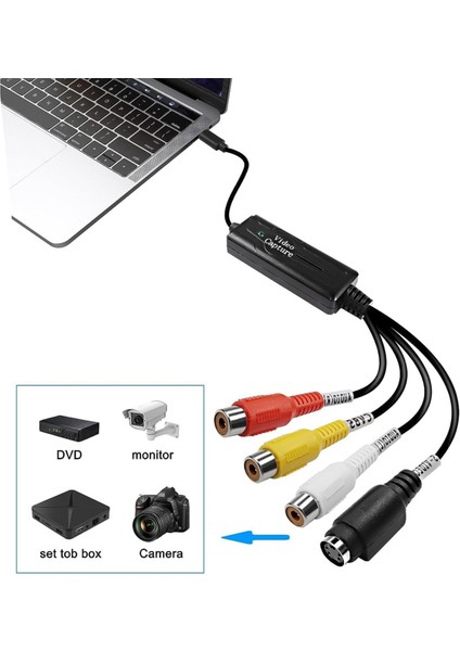 Rca Av To USB C Dönüştürücü Video Yakalama Kartı Adaptörü 1 Kanal Av Ntsc Pal Video S Video/kompozit To USB Dönüştürücü (Yurt Dışından) indirimleri