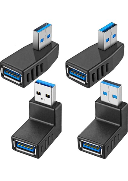 4 Adet USB 3.0 Adaptör Bağlantı Parçaları 90 Derece Erkek - Dişi USB Konnektörü - Sol, Sağ, Yukarı, Aşağı Açı Adaptörü Dahil (Yurt Dışından)