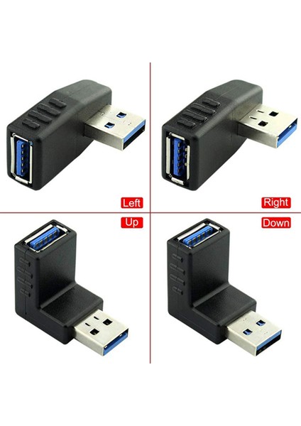 4 Adet USB 3.0 Adaptör Bağlantı Parçaları 90 Derece Erkek - Dişi USB Konnektörü - Sol, Sağ, Yukarı, Aşağı Açı Adaptörü Dahil (Yurt Dışından) fiyatları