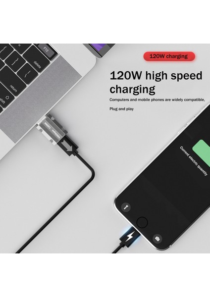 Type-C - USB Adaptörü 120W Hızlı Şarj Dönüştürücü 10GBPS Hızlı Veri Aktarımı Dizüstü Bilgisayar Şarj Dönüşüm Kafası (Yurt Dışından) modelleri