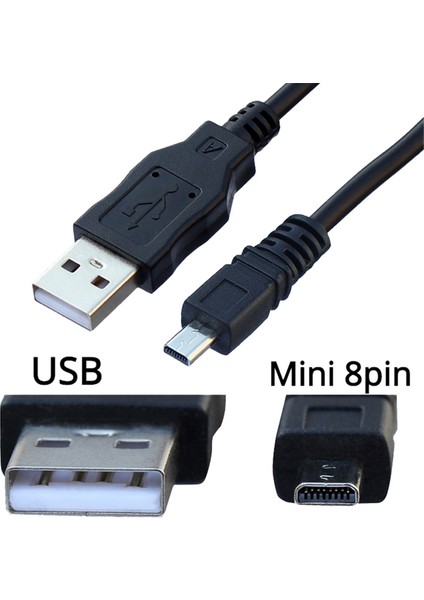 Uc-E6 Veri Kablosu Dijital Kamera USB Mini 8 Pin Evrensel Nikon Fuji Panasonic Olympus Sony 1 M Manyetik Halka ile (Yurt Dışından) fiyatları