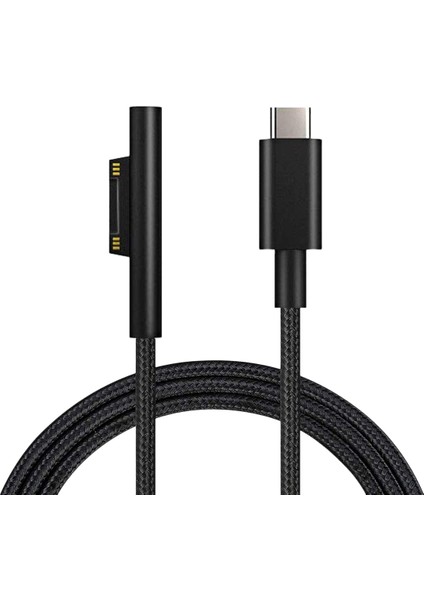 Naylon Örgülü Usb-C Şarj Kablosu Surface Pro 6/5/4/3 Yüzey Dizüstü Bilgisayar 1.5 M 45W 15V Pd Güç Uzatma Kablosu (Yurt Dışından)