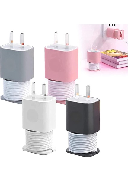 2'si 1 Arada Kablo Düzenleyici ve Silikon Şarj Koruyucu, 20W/18W Veri Kablosu Sarıcı Kırılma Önleyici Koruma Kablo Saklama 4 Adet (Yurt Dışından) modelleri