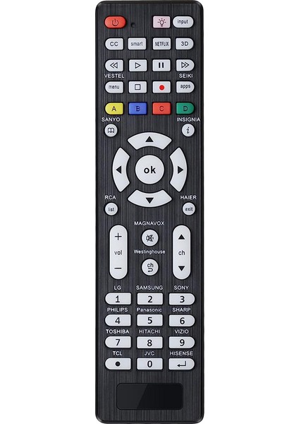 Samsung, Lg, Sony, Sharp, Vizio, Philips, Toshiba, Hitachi, Sanyo, Jvc, Tcl, Hisense, Vestel, Seiki Için Tv Uzaktan Kumandası (Yurt Dışından)