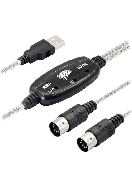 USB Mıdı Kablo Adaptörü, USB Tip A Erkek - Mıdı Din 5 Pin Giriş-Çıkış Kablosu Arayüzü, Müzik Klavyesi Için LED Göstergesi ile (Yurt Dışından)