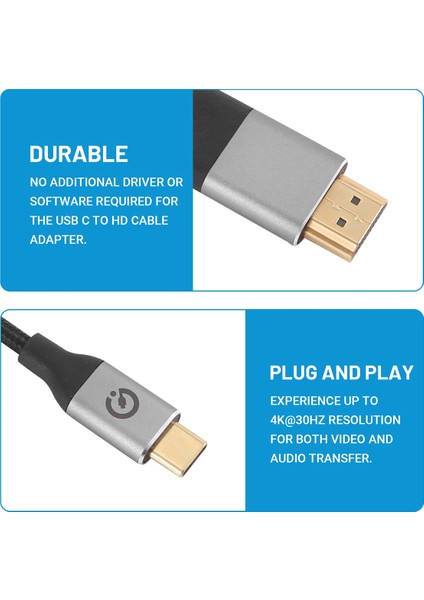 Qgeem Bağlantıları USB Type C - HDMI Uyumlu Kablo Adaptörü 4K30HZ, Video ve Ses Iletimi Için Adaptör Kablosu C (Yurt Dışından) fırsatları