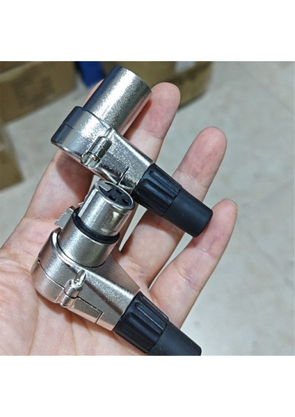 1 Çift 3 Pin Dik Açı Xlr Konnektör Erkek ve Dişi Xlr 3 Pin Mikrofon Fişi Ses Kablosu Konnektörü (Yurt Dışından)