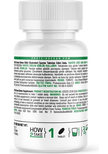 Proteinocean Green Detox - 30 Tablet x 2 Adet modelleri