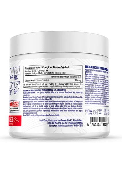 Creatine Fruit Fusion 250 gr x 2 Adet fiyatları