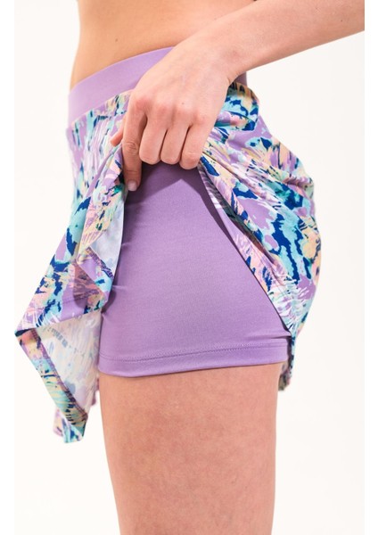 2247_ Kadın 2 Parça Şort Etekli Astarlı Crop Mayo Lila indirimleri