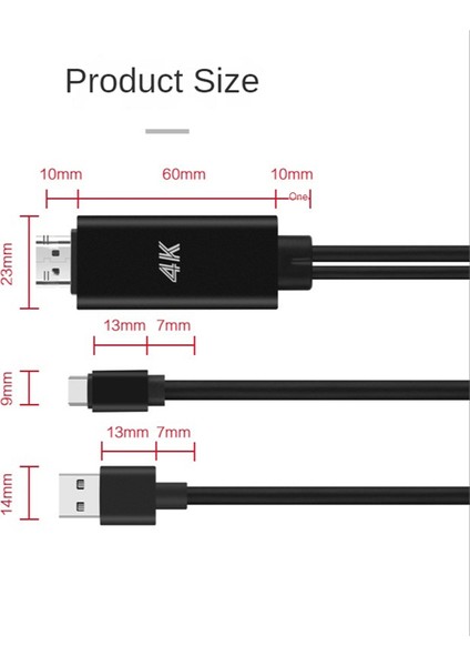 2'si 1 Arada USB C 3.1 Type-C - HDMI Uyumlu 4K 30Hz Adaptör Kablosu, Telefon ve Projektör Tv'ye Bağlanmak Için USB Güç (Yurt Dışından)