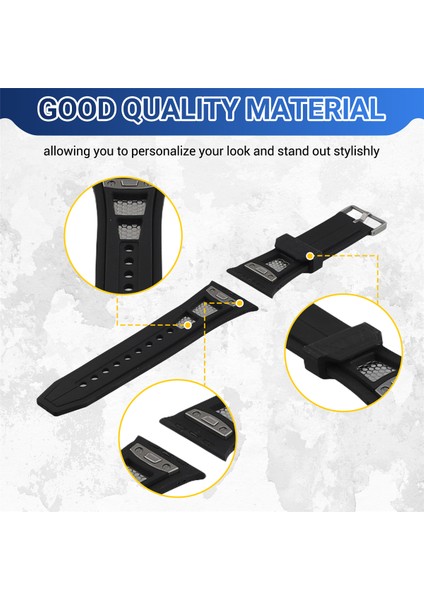 Apple Watch Band 49MM Kauçuk Spor Bileklik Bileklik Yedek Aksesuarları Siyah Için Kayış (Yurt Dışından) fırsatları