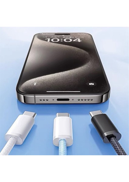 IPhone 15 Için Macaron Veri Kablosu Çift Tip-C Hızlı Şarj Örgülü Veri Kablosu C'den C'ye 60W 100CM Şarj Kablosu, Mavi (Yurt Dışından) indirimleri