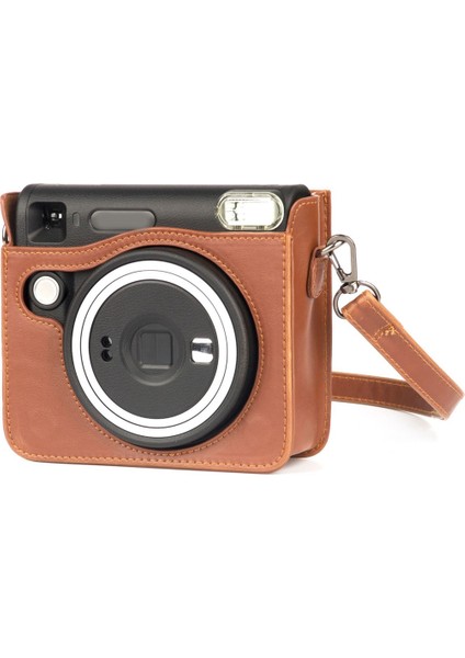 Fujifilm Instax Square SQ40 Kameralar Için Retro Kamera Çantası Çantalar Ayarlanabilir Omuz Askılı Darbeye Dayanıklı Kılıf Kahverengi (Yurt Dışından)