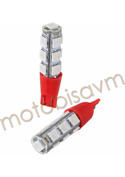 Mod 10 Dipsiz 13 Led'li Ampul Kırmızı Adet