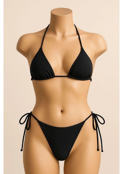 - Kadın Siyah Yandan ve Boyundan Bağlamalı Bikini Mayo Takımı fiyatları