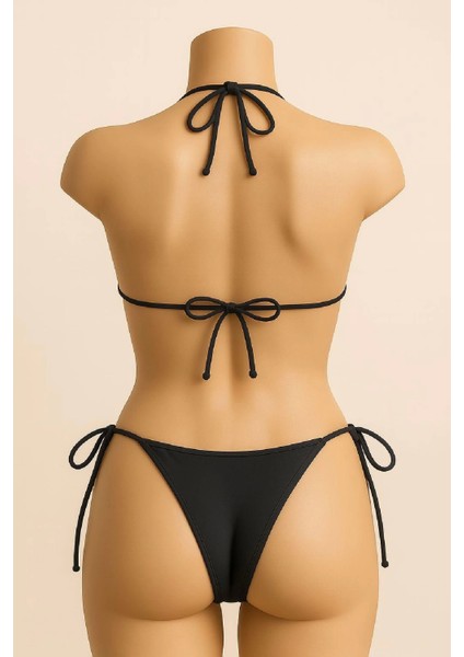 - Kadın Siyah Yandan ve Boyundan Bağlamalı Bikini Mayo Takımı modelleri