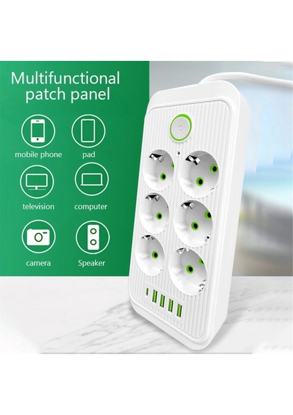 Ab Güç Şeridi Multiprise 6AC Çıkışlı Elektrik Soketi 4 USB 1 Type-C Ağ Filtresi Hızlı Şarjlı Ab Fişi Siyah (Yurt Dışından) modelleri