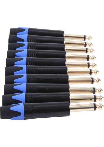 Altın Kaplama 10 Adet Fiş Mono Profesyonel 2 Kutuplu 6.35MM 6.5mm Stereo Jak Fişi 6.35MM Jack Mavi (Yurt Dışından) modelleri