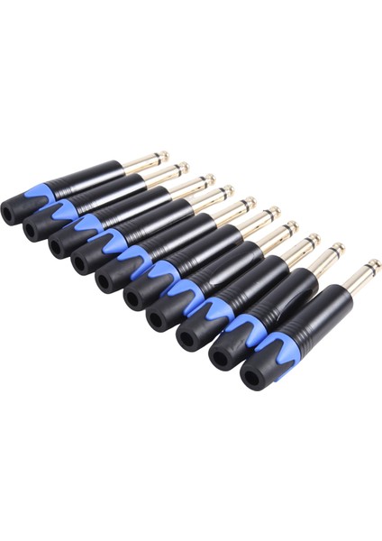 Altın Kaplama 10 Adet Fiş Mono Profesyonel 2 Kutuplu 6.35MM 6.5mm Stereo Jak Fişi 6.35MM Jack Mavi (Yurt Dışından) fırsatları