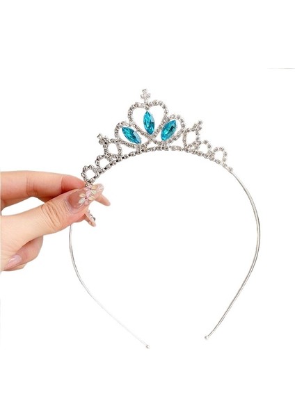 Prenses Elsa Taç Taç Frozen Başlık Çocuk Sihirli Değnek Asa Kızlar Yapay Elmas Küçük Kız Saç Aksesuarları (Yurt Dışından)