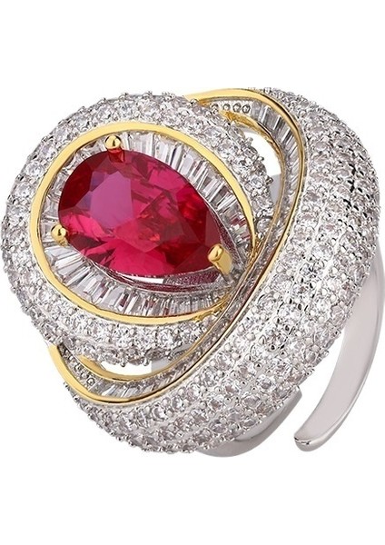 Yeni Güvercin Kanı Kırmızı Zirkonyum Halka Işık Lüks Üst Düzey Ayarlanabilir Yüzük Kadınlar Için (Yurt Dışından)