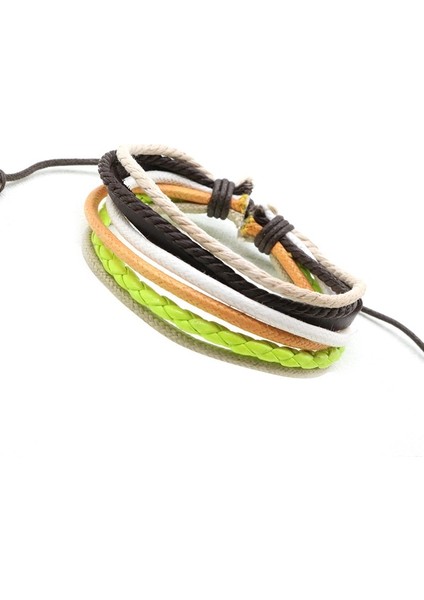 Yeni Renk Çok Daireli Retro Örgülü Rahat Bilezik Renkli Balmumu Hattı Dana Derisi Bilezik Bilezik Ayarlanabilir Boyut 18,5 Cm-23 cm (Yurt Dışından)