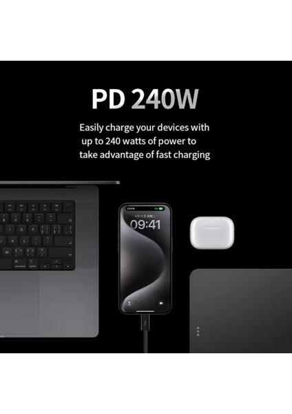 PD240W Tip C Hızlı Şarj Kablosu Thunderbolt 4 Veri Kablosu 40 Gbps Iletim, 8K60Hz Hd Projeksiyon Ekranı USB Kablosu 2m (Yurt Dışından) modelleri
