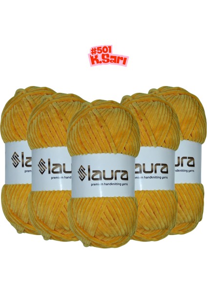 Kadife El Örgü İpi, 5'li Paket, 5X100 Gr. 120 Mt., %100 Mikro Polyester