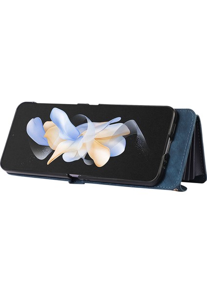 Samsung Galaxy Z Flip7 5g Cep Telefonu Kılıfı Pu Deri + Tpu Rfıd Engelleme Kart Yuvaları Kapağı 2 Kayışlı (Yurt Dışından) modelleri